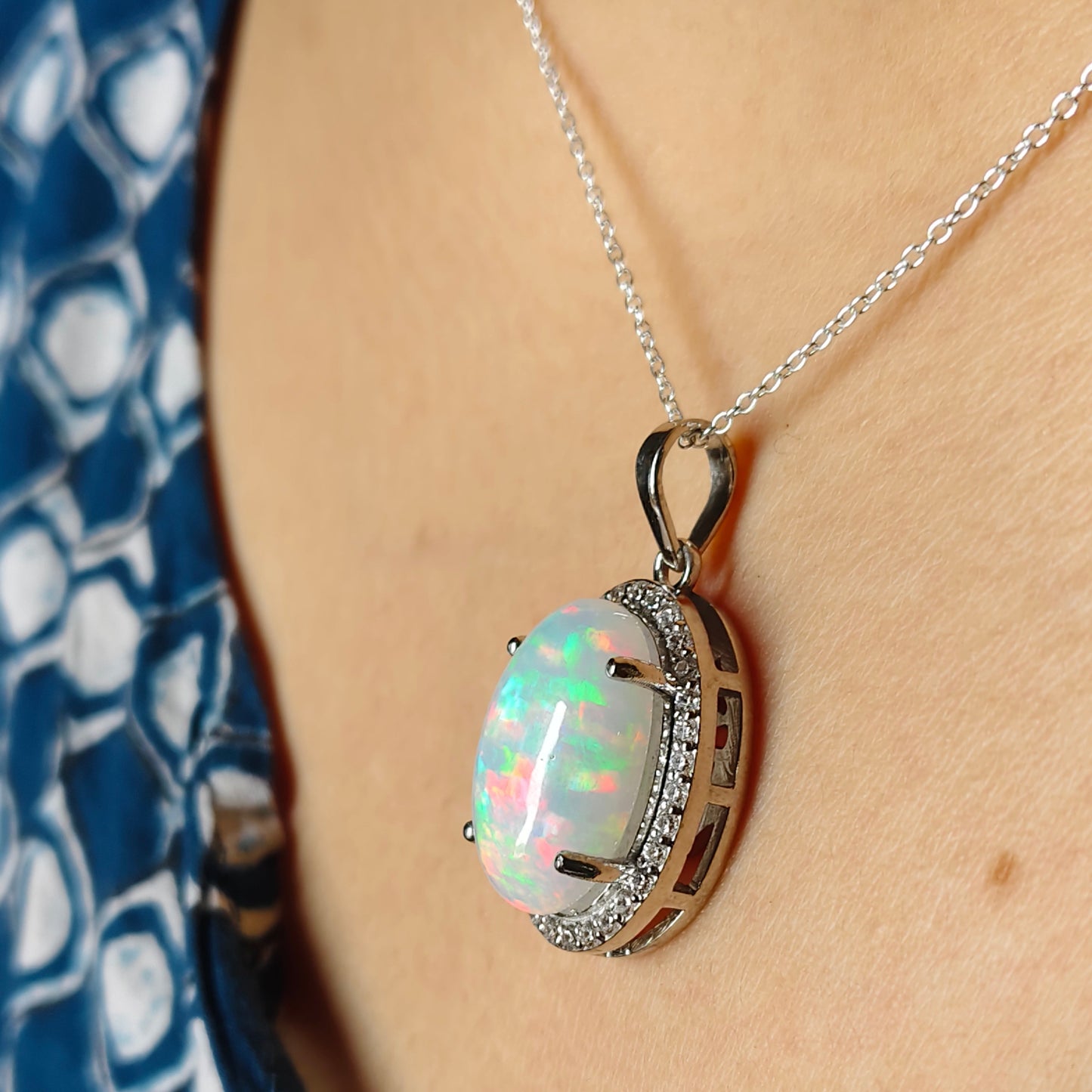 Blossom Natural Opal earrings and Pendant set