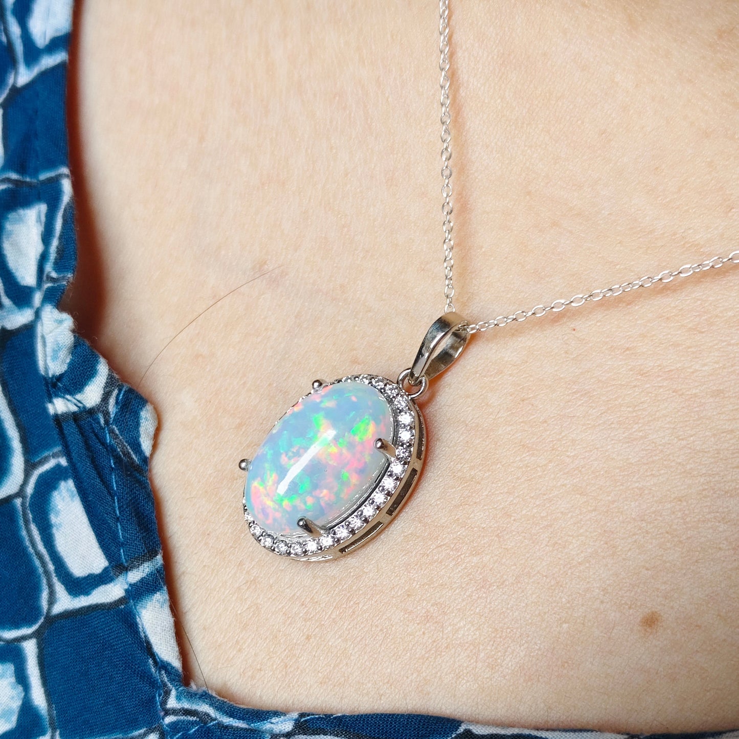 Blossom Natural Opal earrings and Pendant set