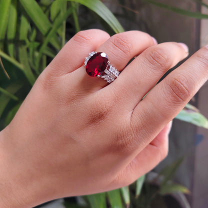 Crimson 7 carats Natural Garnet Ring