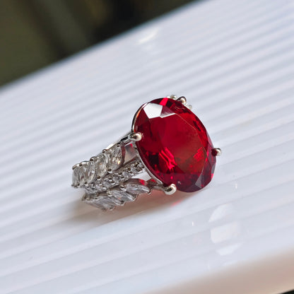 Crimson 7 carats Natural Garnet Ring