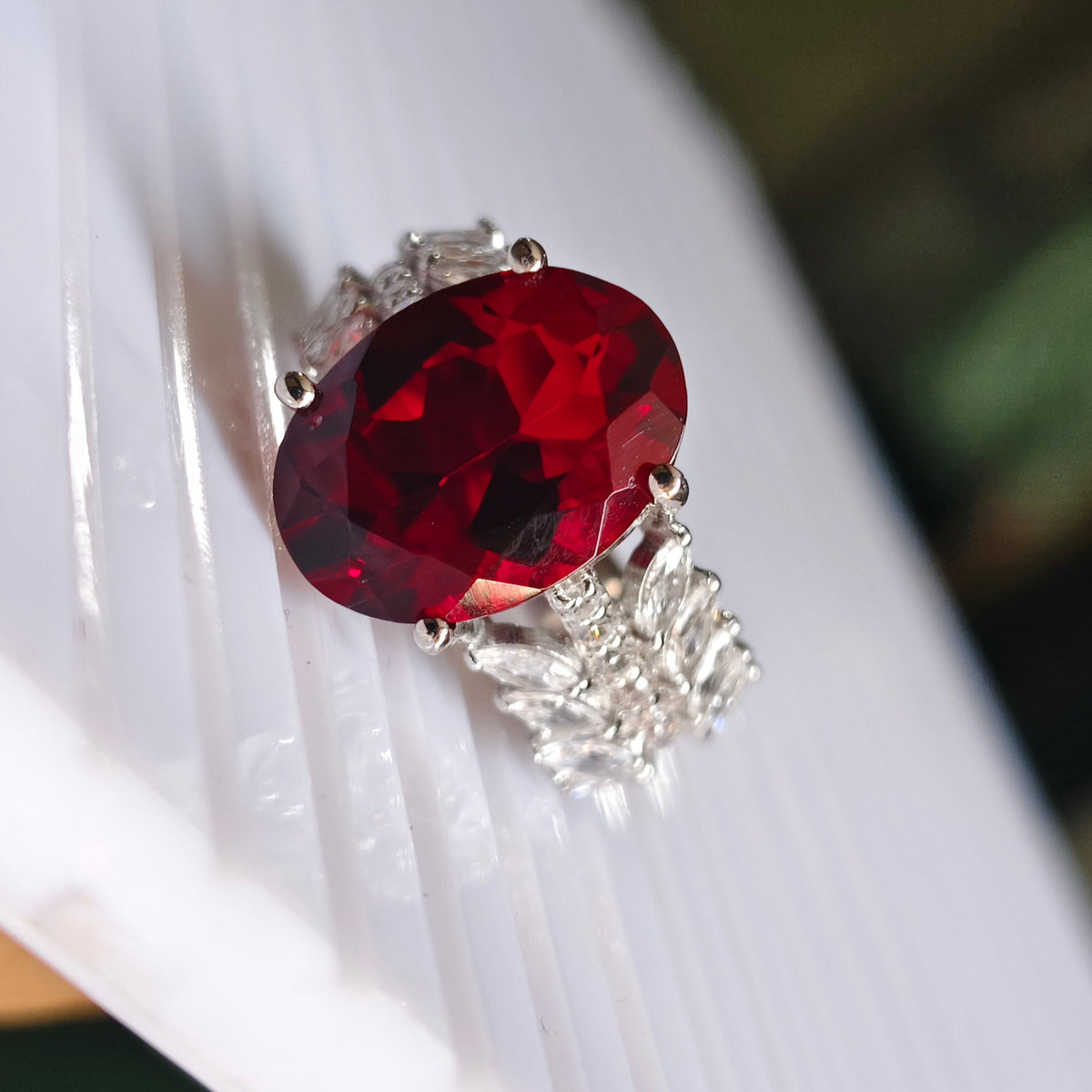 Crimson 7 carats Natural Garnet Ring