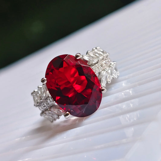 Crimson 7 carats Natural Garnet Ring