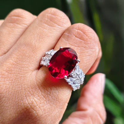 Crimson 7 carats Natural Garnet Ring
