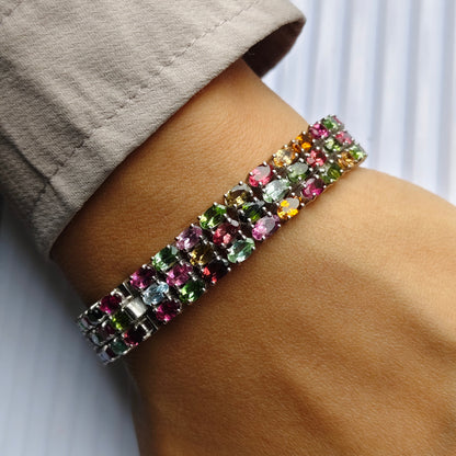 Heirloom Multi Tourmaline 925 silver Bracelet