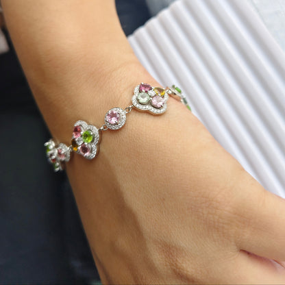 Blossom Bliss Multi Tourmaline 925 Silver Bracelet