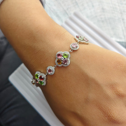 Blossom Bliss Multi Tourmaline 925 Silver Bracelet