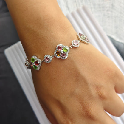 Blossom Bliss Multi Tourmaline 925 Silver Bracelet