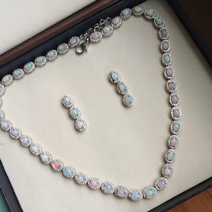 Gemlet Opal Necklace With Earrings