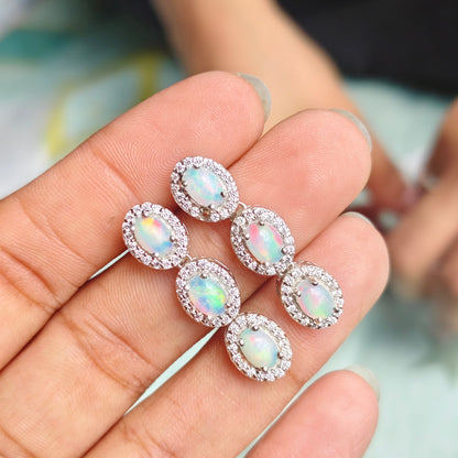 Royal Trellis Opal Earrings