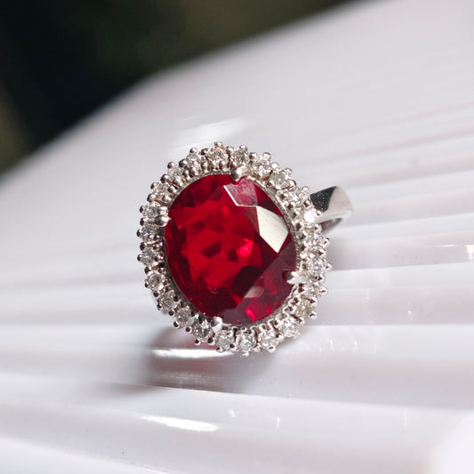 Oval statement Natural Garnet Ring
