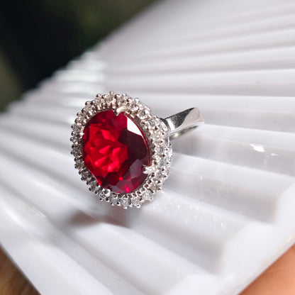 Oval statement Natural Garnet Ring