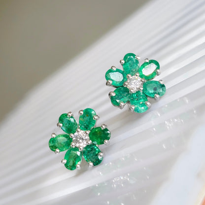 'Bloom' Emerald 925 Silver Studs