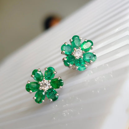 'Bloom' Emerald 925 Silver Studs