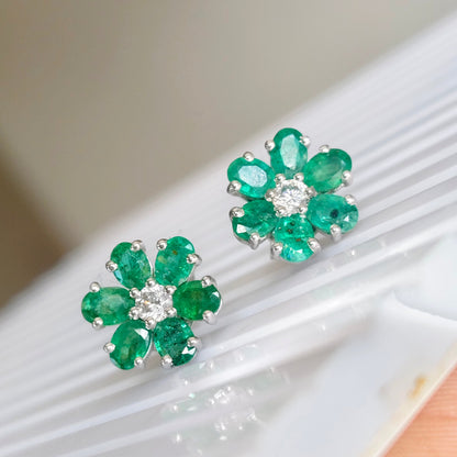 'Bloom' Emerald 925 Silver Studs