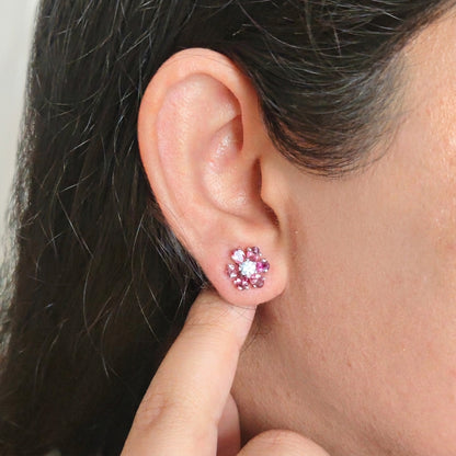 'Bloom' Natural Pink Tourmaline Stud