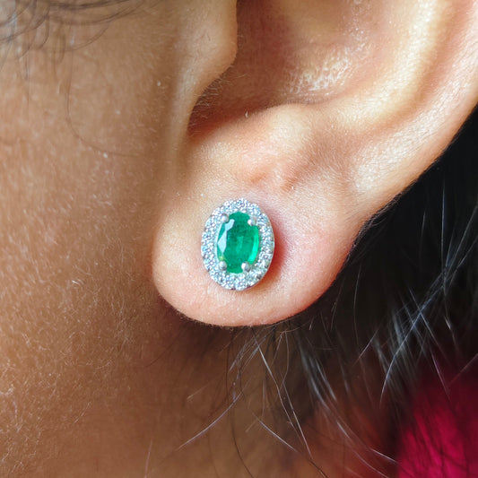 'Petite' Emerald 925 Silver Studs