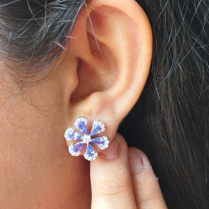'Sol' Tanzanite Blossom 925 Silver Studs
