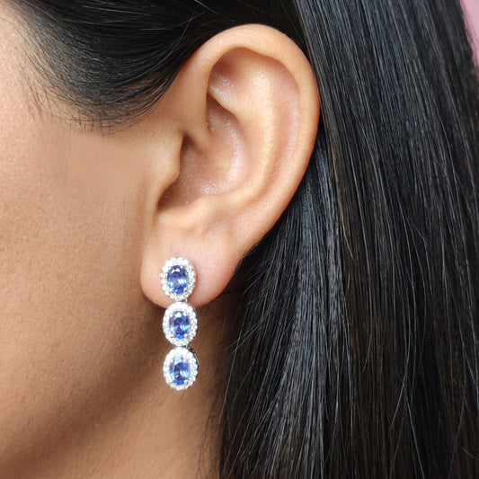 'Royal Trellis' Natural Tanzanite Earrings