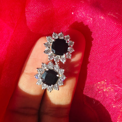 'Bloom' Natural Black Onyx 925 Silver Studs