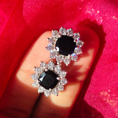 'Bloom' Natural Black Onyx 925 Silver Studs