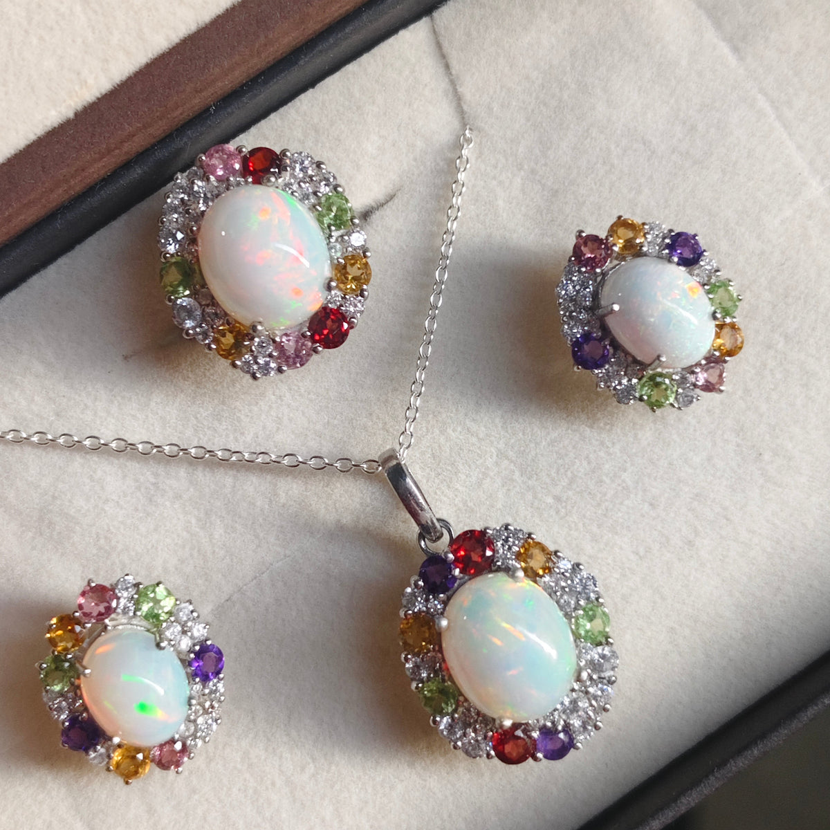 Sunburst Natural Opal and Tourmaline Set