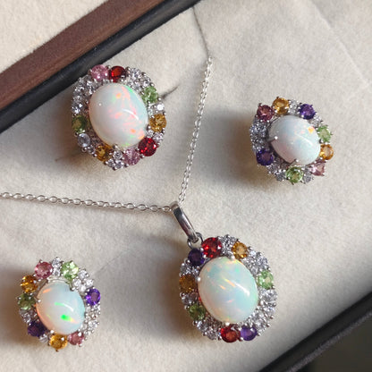 Sunburst Natural Opal and Tourmaline Set