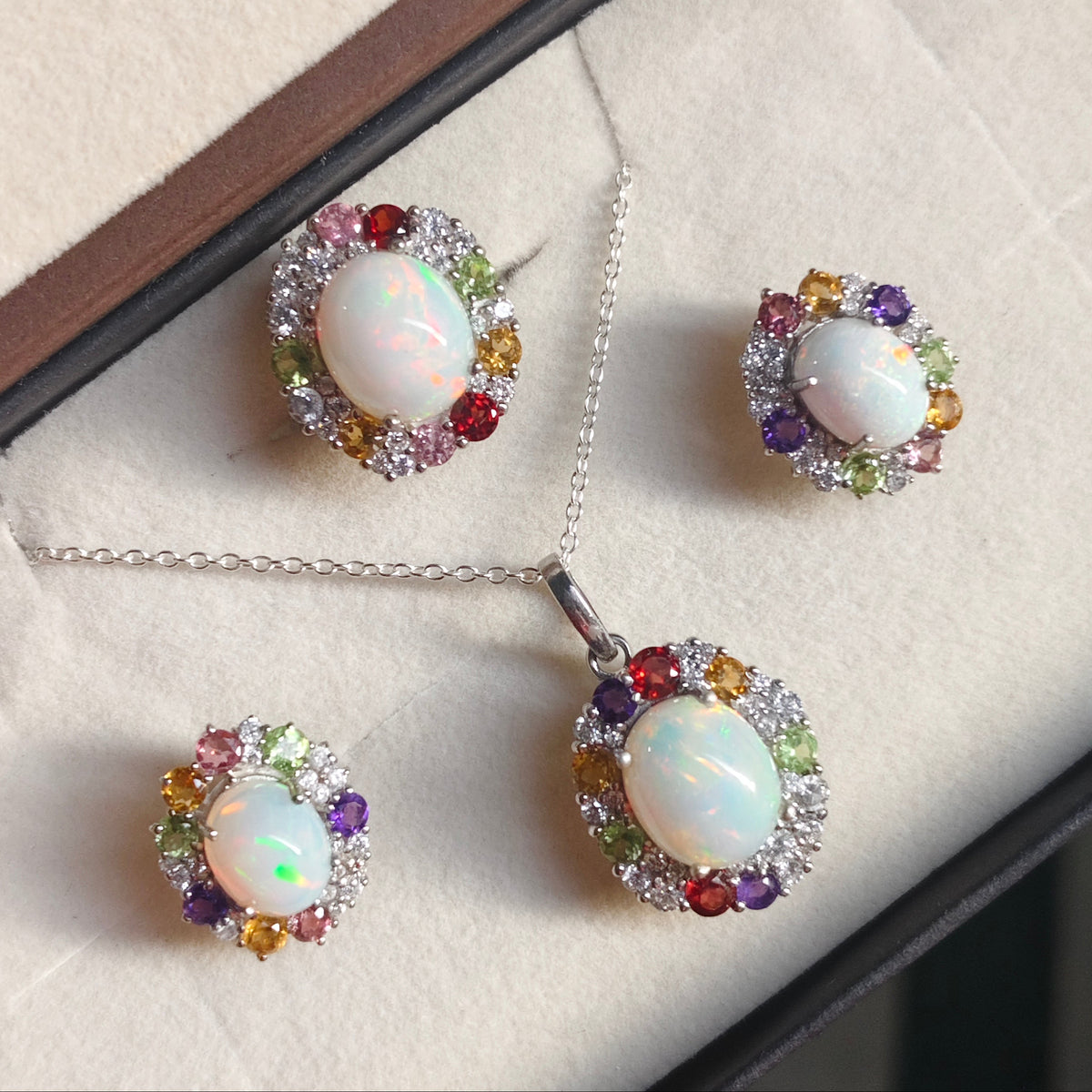 Sunburst Natural Opal and Tourmaline Set