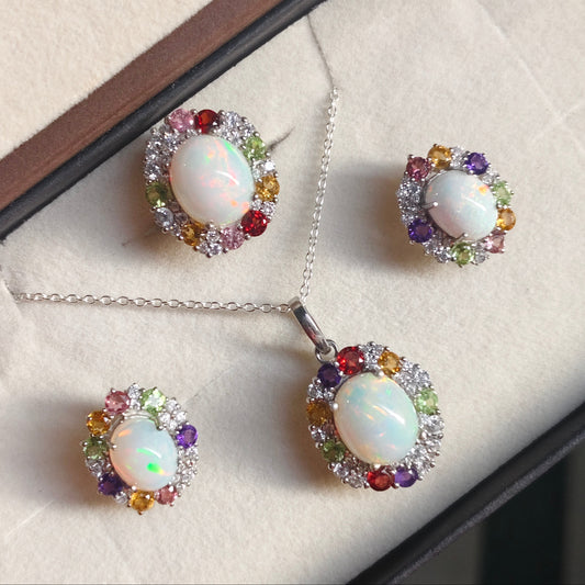 Sunburst Natural Opal and Tourmaline Set