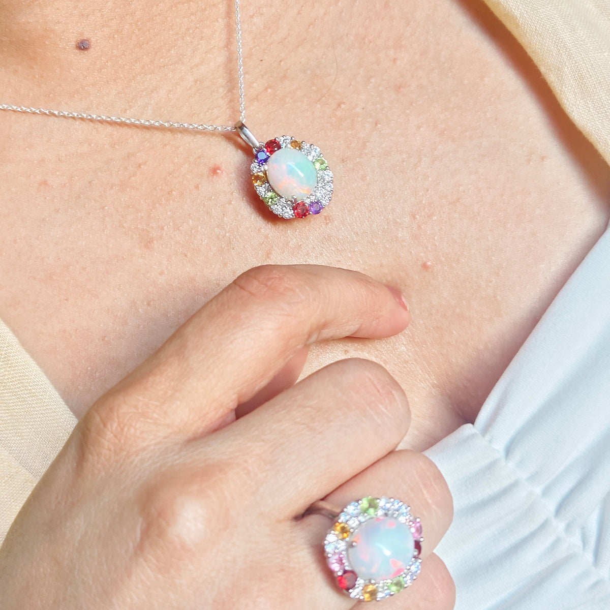 Sunburst Natural Opal and Tourmaline Set