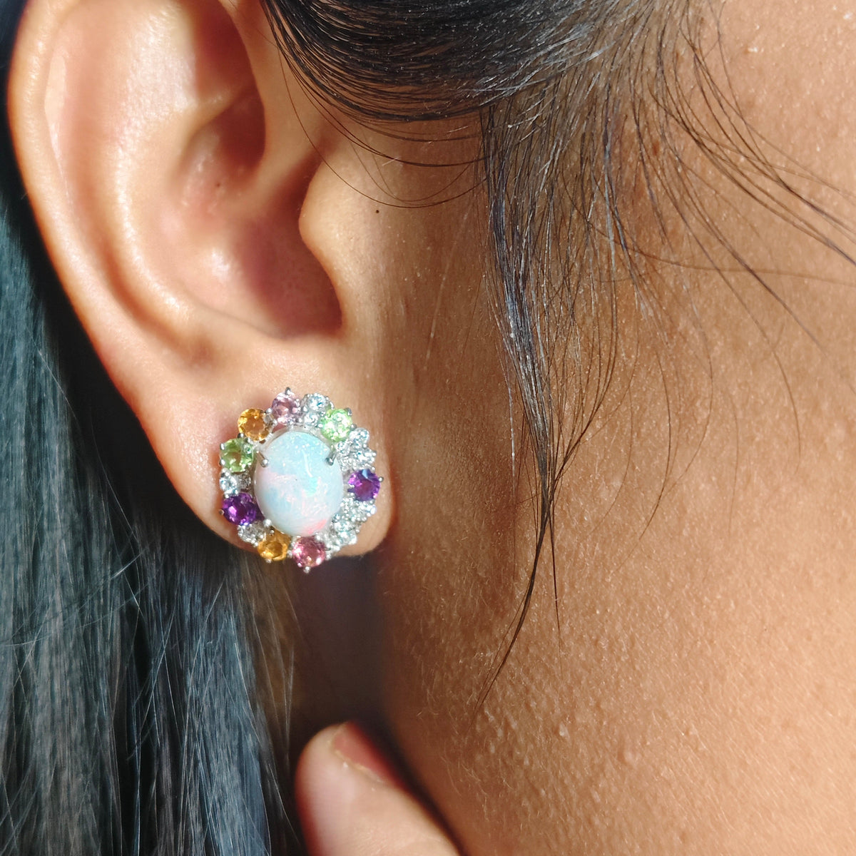 Sunburst Natural Opal and Tourmaline Set