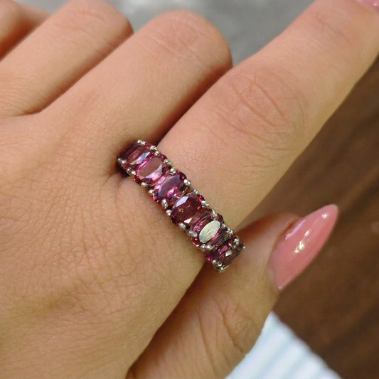 'Graceful Curve' Pink Tourmaline Ring Band
