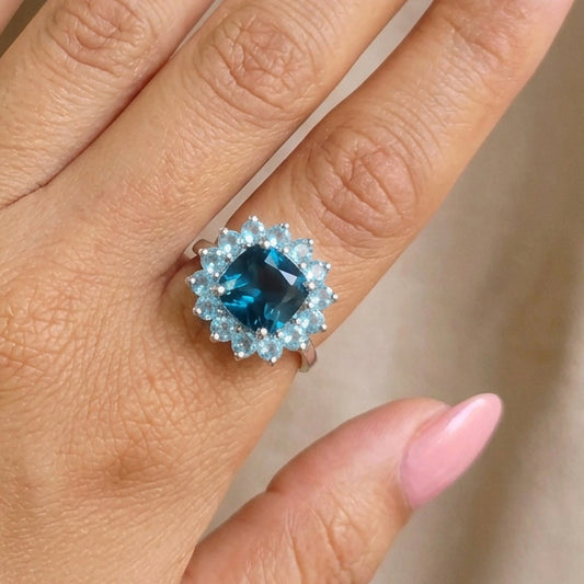 'Bloom Royale' Blue Topaz Ring