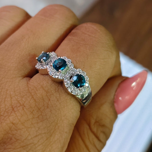 'Triple Azure' London Blue Topaz Ring