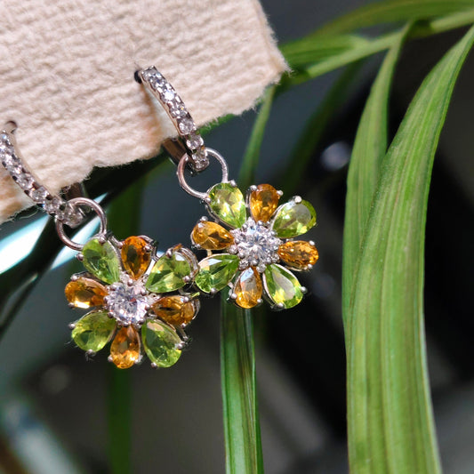 'Gardenia' Citrine & Peridot Hoop Earrings