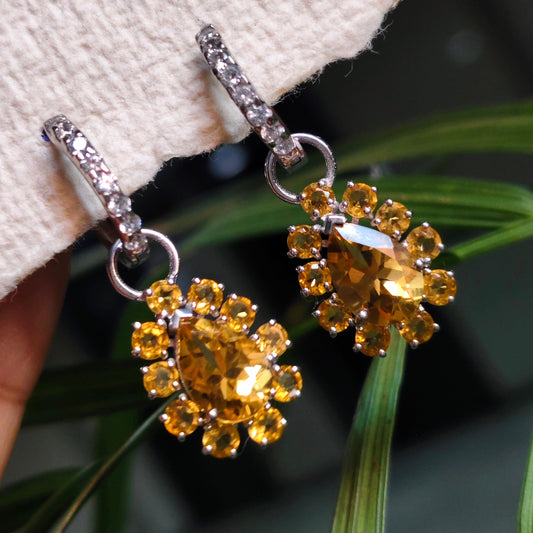 'Sunburst Harmony' Citrine Drop Earrings