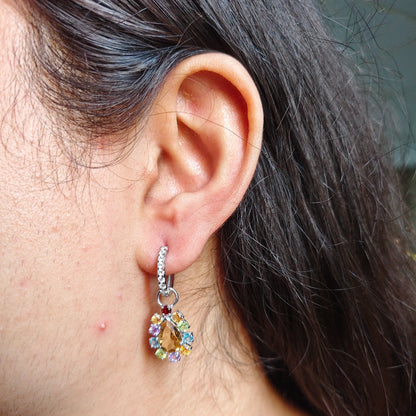 'Sunburst Harmony' Citrine and Multi Gem Drop Earrings