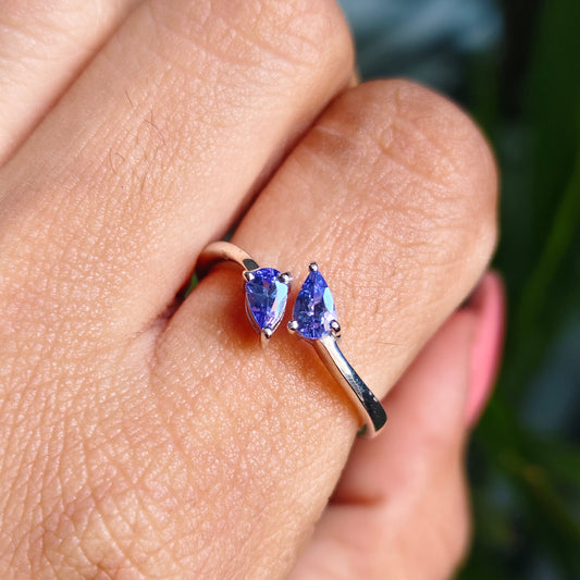 'Dual Mist' Natural Tanzanite Silver Ring