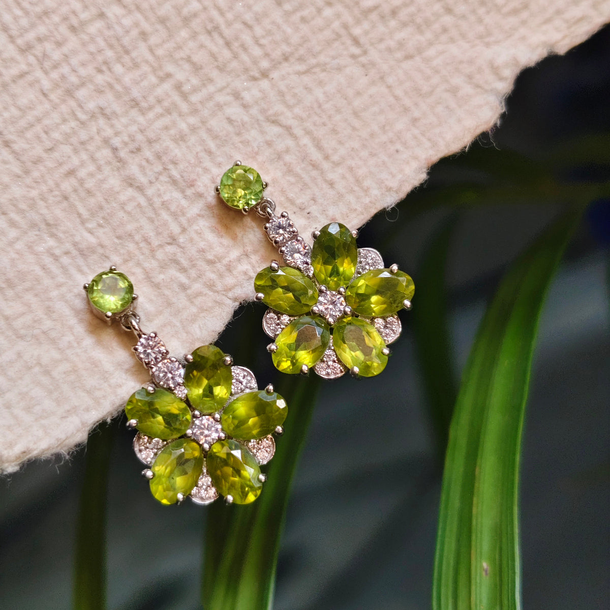 'Petal Poetry' Natural Peridot Earrings