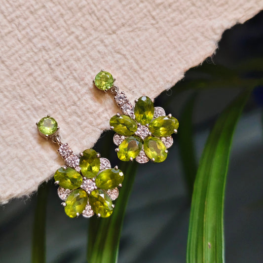 'Petal Poetry' Natural Peridot Earrings