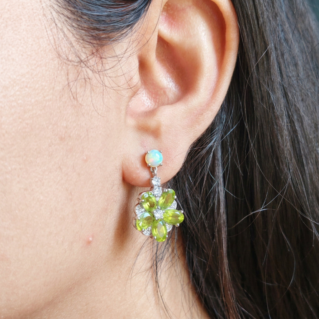 'Petal Poetry' Natural Peridot Earrings