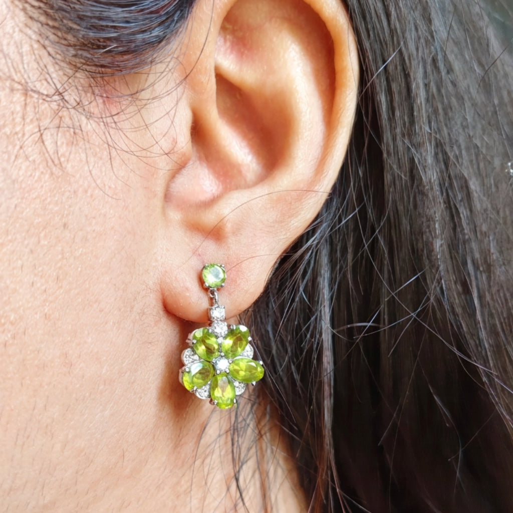 'Petal Poetry' Natural Peridot Earrings