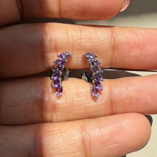 Fearless Climber Amethyst Gold Earrings