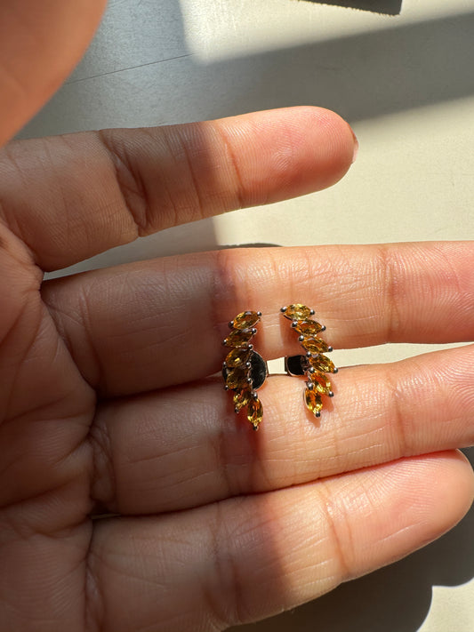 Fearless Citrine Climber Gold Earrings
