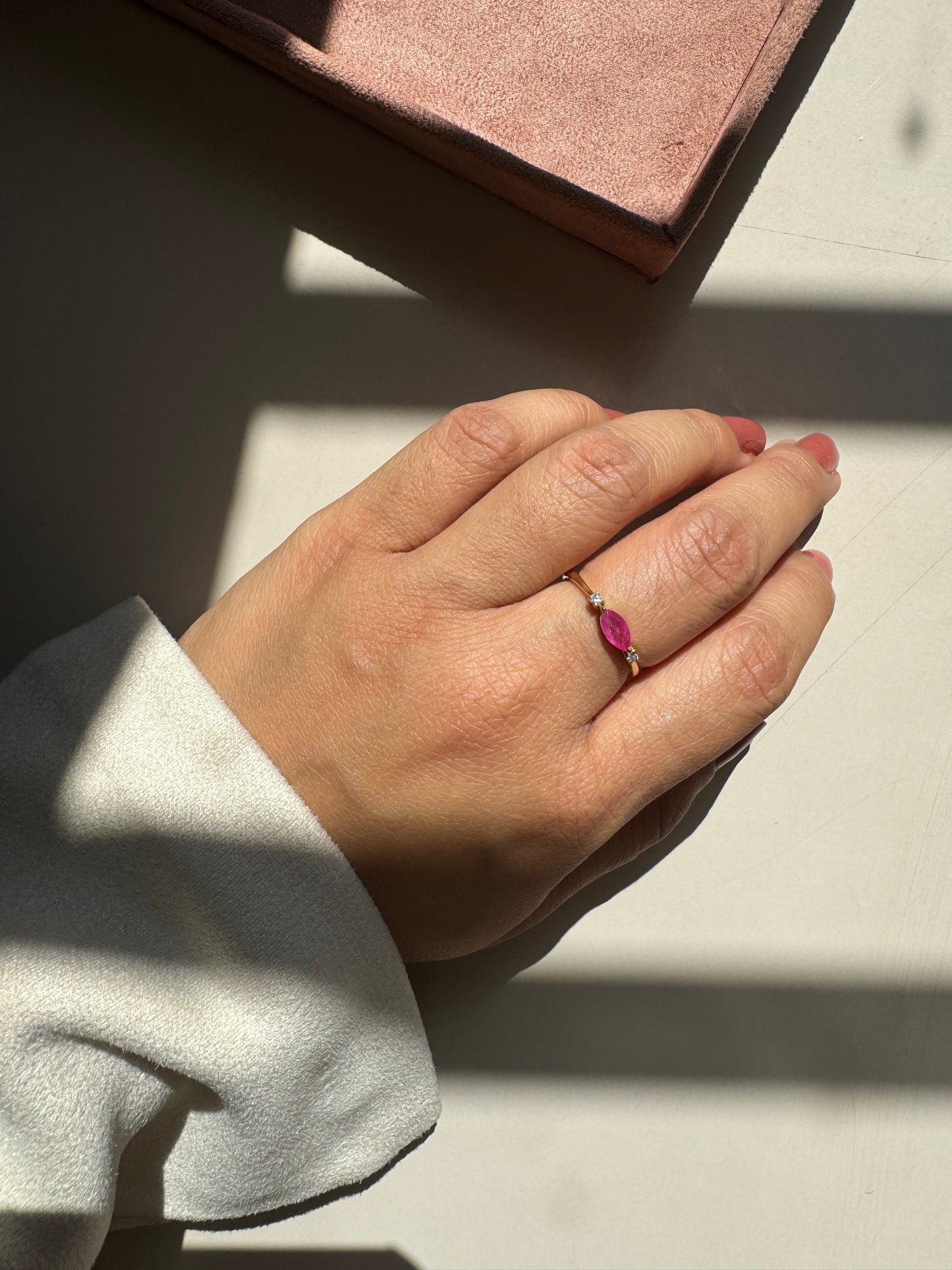 Dewdrop Ruby Gold Ring