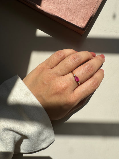 Dewdrop Ruby Gold Ring