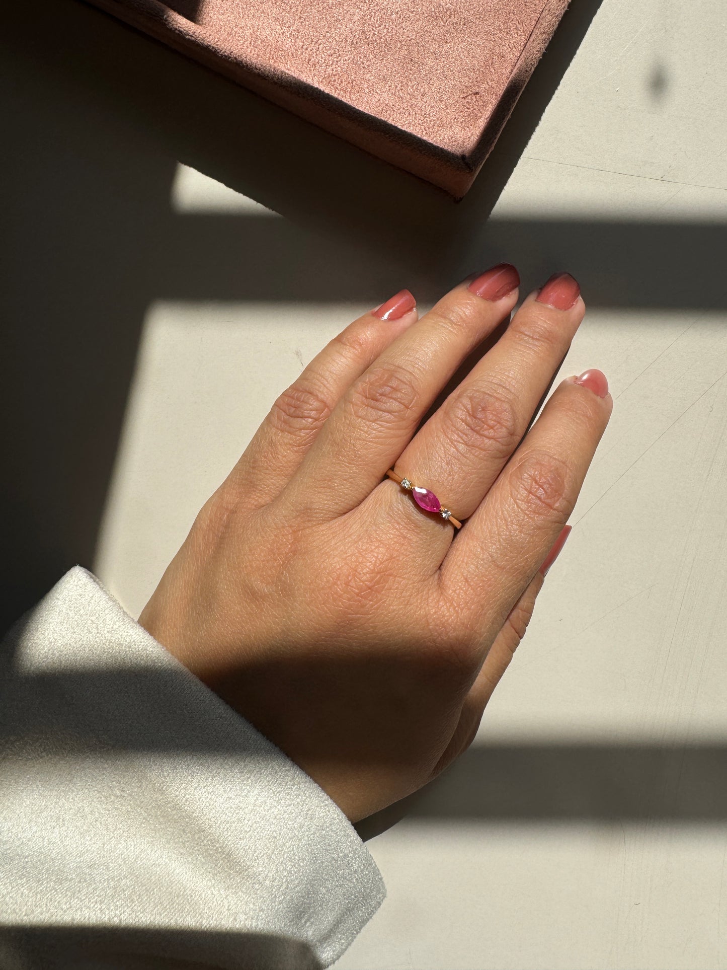 Dewdrop Ruby Gold Ring