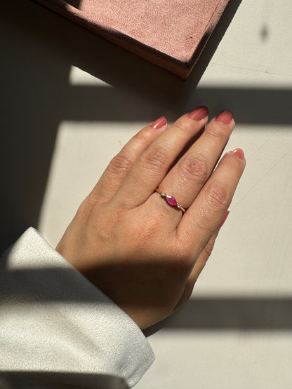 Dewdrop Ruby Gold Ring