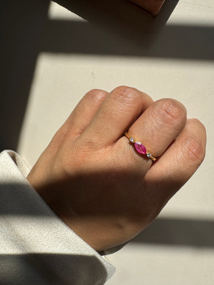 Dewdrop Ruby Gold Ring