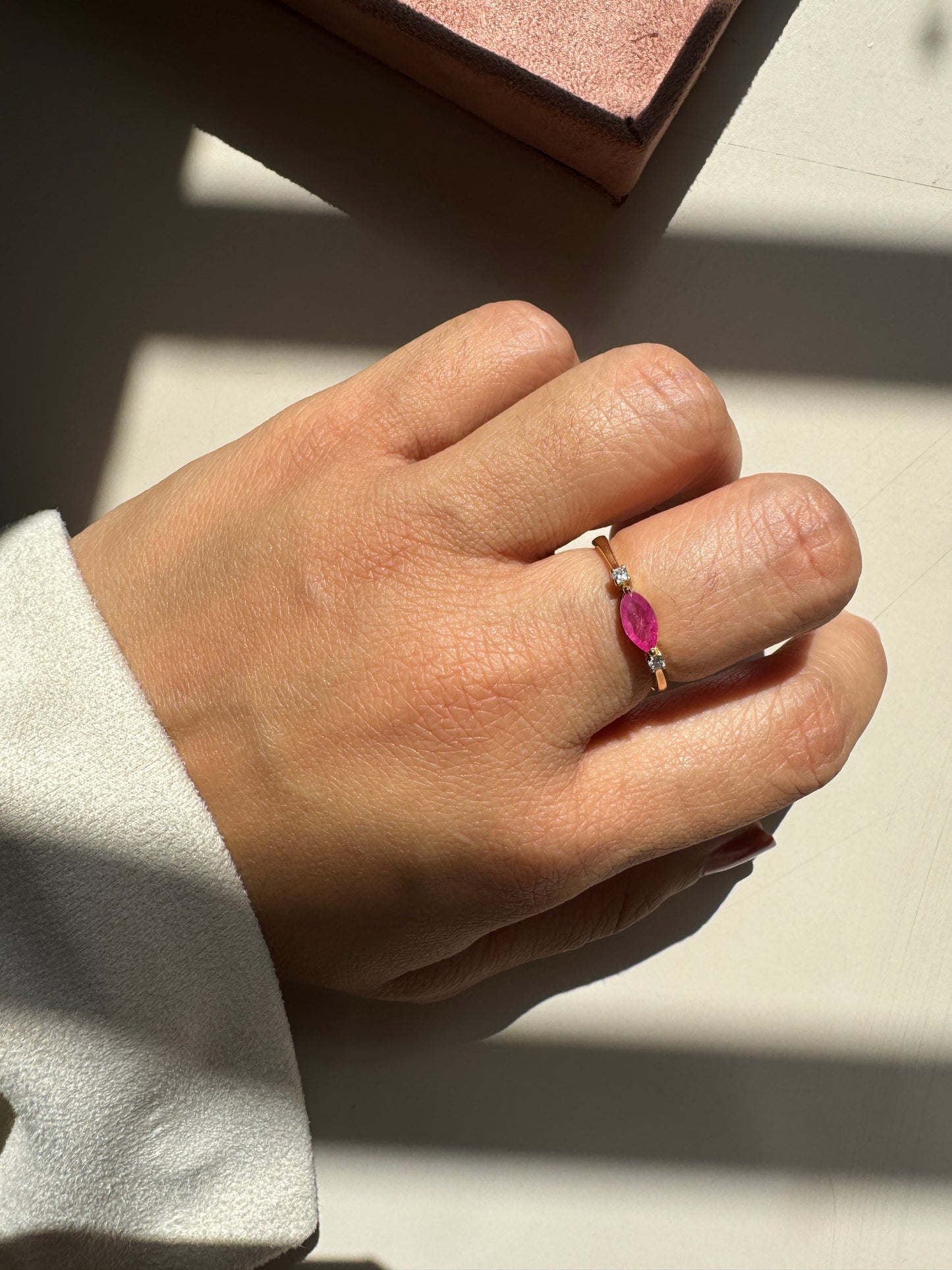 Dewdrop Ruby Gold Ring