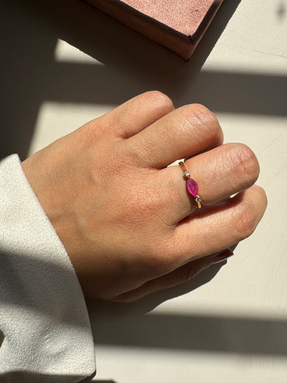 Dewdrop Ruby Gold Ring